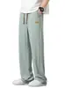Pantalones de Verano para Hombre de Seda Helada Transfronterizos, Finos, Holgados, Caídos, Rectos, de Secado Rápido, Elegantes de Pierna Ancha, Casuales para Hombre