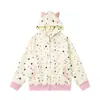 Chaqueta Cardigan Linda y Linda de Estrella con Diamantes Calientes y Huella de Perro para Mujer en Otoño Estilo Coreano Holgado Reductor de Edad Estilo Preppy Sudadera con Capucha