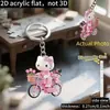 Chaveiro Acrílico Plano 2D Transfronteiriço com Hello Kitty Andando de Moto, Chaveiro Prático, Bonito e Inovador