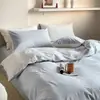 Estilo Nórdico Minimalista Color Crema Bloqueo de Color Todo Algodón Algodón Lavado Juego de Cuatro Piezas Puro Algodón Mezclado Color Sólido Funda Nórdica Juego de Cama
