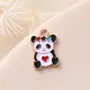Accesorios de joyería de aleación de dibujos animados con forma de gota de aceite y pequeño panda, colgante para bolsa DIY, llavero, accesorios para collar en stock, venta al por mayor