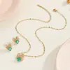 Collar de Acero de Titanio para Mujer, Colgante de Lazo, Pendientes, Anillo, Lujo Ligero, Sensación de Gama Alta, Cadena de Clavícula Incrustada, Pendientes, Venta al por Mayor de Joyería
