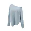Camiseta de manga larga estilo coreano para mujer, con dobladillo asimétrico y manga murciélago, moda otoño/invierno, top de hombros descubiertos, moderno y elegante