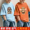 Camiseta de manga corta de algodón puro para niños, nuevo estilo de verano, camiseta transpirable de corte holgado para niños, top de media manga con estampado de dibujos animados para niños mayores