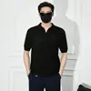 Camisa Polo Estilo Old Money de Punto Manga Corta para Hombre Cuello en V Cuello de Gaviota Textura Hueca Camiseta Verano Fábrica Transfronteriza Venta al por Mayor