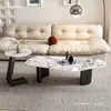 Mesa de Centro Criativa de Ardósia com Formato Irregular, Estilo Moderno Minimalista de Luxo Leve, Design Italiano Tendência para Apartamentos Pequenos, Adequada para Uso Doméstico na Sala de Estar