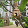 Casa de Pájaro Tejida Creativa para Mascotas Colgante Nido de Pájaro de Hierba Tejida Hecho a Mano Arreglo de Entorno para Jardín de Infancia Adorno Colgante Aéreo Balcón Pastoral