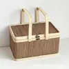 Fornecimento de fábrica cesta de bambu atacado caixa cesta de alimentos caixa de presente dupla caixa de presente de bambu atacado à vista