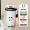 Taza isotérmica de doble boca con estampado de gatito y pez, suave y linda, transfronteriza, con cordón, adecuada para estudiantes, para ir al trabajo y para el coche, portátil y fácil de llevar
