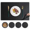 Esterilla Occidental Cuadrada con Patrón Tejido Esterilla para Comedor en Casa Esterilla para Tazón Esterilla de Cuero para Mesa de Comedor de Hotel Esterilla Aislante Impermeable y a Prueba de Aceite
