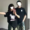 Camisetas de Verão de Manga Curta para Casal em Algodão Penteado Puro com um Design Estiloso Apresentando um Gato Surpreso para Homens e Mulheres