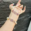 Pulseira de Ametista Brasileira, Cristal Branco, Cristal Morango, Pérola Rosa Manta, Pulseira de Pedras Preciosas Coloridas, Nicho de Luxo Leve