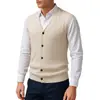 Amazon Transfronterizo Suéter de Punto sin Mangas para Hombre Moda Tendencia Chaleco Cardigan de Cuello V