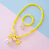 Nuevo Conjunto de Pulsera y Collar de Cuentas de Tierra Lazo Lindo Cuentas Transparente Bola Malvavisco Colgante Collar Al por Mayor