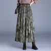 Saia plissada de tule com estampa tie-dye estilo vintage, elegante saia longa de cintura alta que afina, corte em A