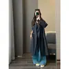 Zedaijiai Principios de Otoño Estilo Coreano Moda Versátil para Ir al Trabajo Cintura con Cordón Fresco Cuello Alto Gabardina Larga Negra
