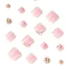 Parches Desechables para Uñas de los Pies Estilo Francés de Venta Caliente Transfronteriza con Brillo Completo de Diamante y Perla para Uñas