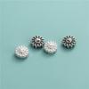 S925 prata esterlina girassol contas redondas contas soltas acessórios DIY pulseira de pérolas artesanais clavícula corrente joias com miçangas