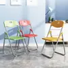 Sillas plegables de plástico al por mayor, sillas de comedor para el hogar, sillas plegables de moda, sillas de oficina con respaldo, sillas para estudio en computadora de dormitorio para estudiantes