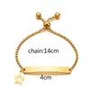 Pulseira com letras de cartão curva simples e personalizada para crianças, design com borboleta, amor, estrela de cinco pontas, combinação, pulseira de aço titânio