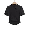 2024 Verão Novo Estilo Chinês Estilo Nacional Slant Placket Botão Bolha Manga Curta T Bainha Curva Moda Slim-fit Superior