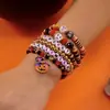 Pulseira da Série Halloween Letra Costura Pulseira de Empilhar Abóbora Fantasma Morcego Pingente Pulseira Mix and Match para Mulheres