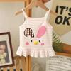 Colete de verão para meninas Sling Baby Stylish Personalizado para crianças na moda marca estilo coreano Cartoon listrado fresco bonito Top
