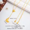 Collar Puzuo Color Fuerte Retención Oro Arena Incrustado Diamante Martillado Doble Mariposa Borla, Cadena Clavícula Elegante y Dulce para Mujeres