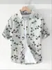 Camisa Hawaiana con Estampado de Vida Marina Transfronteriza para Hombre de Verano Transpirable de Manga Corta Absorbente de Sudor Solapa Transpirable y Absorbente de Sudor