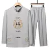Traje de Verano de Algodón y Lino de Manga Larga Estilo Tang para Pareja de Abuelos Traje de Verano Estilo Chino para Hombres de Edad Media y Mayores Traje de Verano para Papá