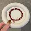 Nuevo Pulsera de Cinabrio Estilo Chino con Arena Dorada Morada, Cristal de Fresa, Piedra Solar, Joyería Roja Simple y Única para el Año de Nacimiento, Mayoreo