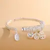 Nuevo Pulsera de Paz Cuadrada Estilo Étnico Pulsera Tejida Nuevo Estilo Nacional Chino Palabras Auspiciosas Pulsera Simple de Lujo Ligero Cuentas