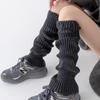 Calcetines Largos de Agujeros Estilo Coreano para Mujer Otoño e Invierno Calcetines Gruesos Calcetines Cálidos hasta la Pantorrilla Ins Gris Raya Vertical Lana más Plana