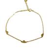 Pulsera de estilo japonés S925 con diamantes incrustados en oro de 14 quilates para mujer, tres pequeños amores, cadena sencilla, ligera, de lujo, versátil y lisa.