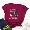 Camiseta de Manga Curta Unissex de Verão Pet Street Unicórnio