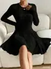 Ropa de Mujer Transfronteriza Europea y Americana Vestido de Primavera y Otoño Tejido Moda Temperamento Delgado Cálido Falda Falda para el Hogar Venta al por Mayor Personalización