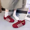 Zapatos retro a rayas antideslizantes para exteriores 2026 resistentes al desgaste de gamuza, moda de otoño, zapatillas casuales versátiles nuevas para mujer