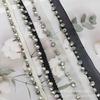 Punto de fábrica hecho a mano con cuentas unilateral Perla cristal diamante cinta encaje código de barras ropa zapatos y sombreros accesorios DIY
