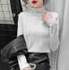 Gola alta meia com rosca de veludo, camada base quente, outono e inverno, top feminino de veludo de alta qualidade, elegante, justo, novo, manga longa, inverno
