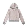 Atacado de Roupas Femininas Transfronteiriças Estilo Europeu e Americano Moletom com Capuz e Listras Contrastantes Cardigan Top + Conjunto de Calças Wide-Leg Listradas