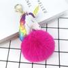 Nova pu unicórnio bola de pele chaveiro fivela imitação Rex pele de coelho moda senhoras saco pingente de vendas diretas da fábrica
