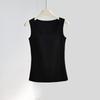 Camisola de Otoño e Invierno para Mujer con Copas, Lana de Oveja, Capa Interior Cálida, Camiseta Básica de Color Sólido con Cuello en U, Top Ajustado sin Mangas