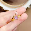 Venta al por mayor de fábrica Popular Anillo Natural de Lavanda Plata S925 Incrustado con Piedra Principal de 5*5 Joyería de Lujo Venta Directa de Fábrica