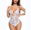 Tentação Sexy Europeia e Americana Tamanho Grande Lingerie Sexy Suspensórios Transfronteiriço Amazon Decote V Profundo Renda Transparente Uniforme de Uma Peça