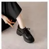 Sapatos Loafer Plataforma Femininos 2026 Outono Novo Estilo Aumenta Altura Cadarço Couro Estilo Britânico Sapato para Baixinhas Aumenta Altura Versátil Flats