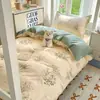 Temporada de regreso a clases juego de ropa de cama de seis piezas de algodón puro para dormitorio, juego de tres piezas, sábana 100% algodón, funda de edredón, protector de colchón