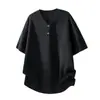 Camiseta a Rayas de Manga Corta con Cuello Henry Estilo Retro Americano Old Money para Hombre, Verano Delgada Holgada Casual Fresca Top con Cuello en V