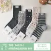 Meias de Cano Médio Si Lun Qi 6238 Outono Inverno Novo Estilo Algodão 100% Sem Cheiro nos Pés Ponta Sem Costura Moda Estilo Coreano Meias de Cano Médio-Alto para Mulheres