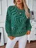Suéter de Punto Cebra de Lluvia para Mujer Transfronterizo Otoño e Invierno Nueva Moda Suéter de Punto Cuello Redondo Europeo y Americano para Mujer