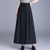 Elegantes calças culotte de perna larga para mulheres, novo estilo outono 2026, cintura alta, com caimento fluido, modelagem solta, calças casuais cropped